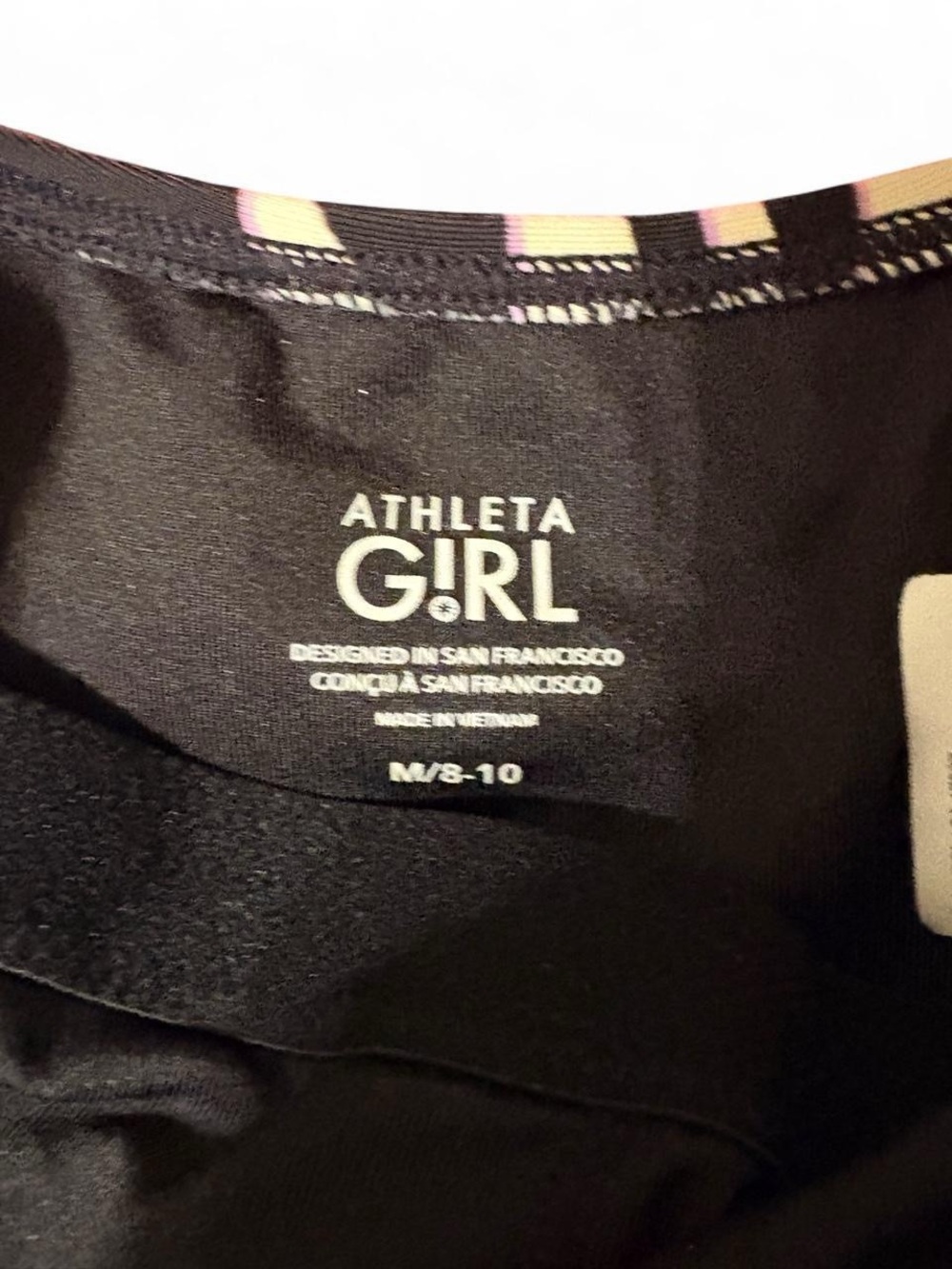 Athleta Black and Cream Tropical Print Kids One-Piece Swimsuit Sz M - Picture 3 of 4